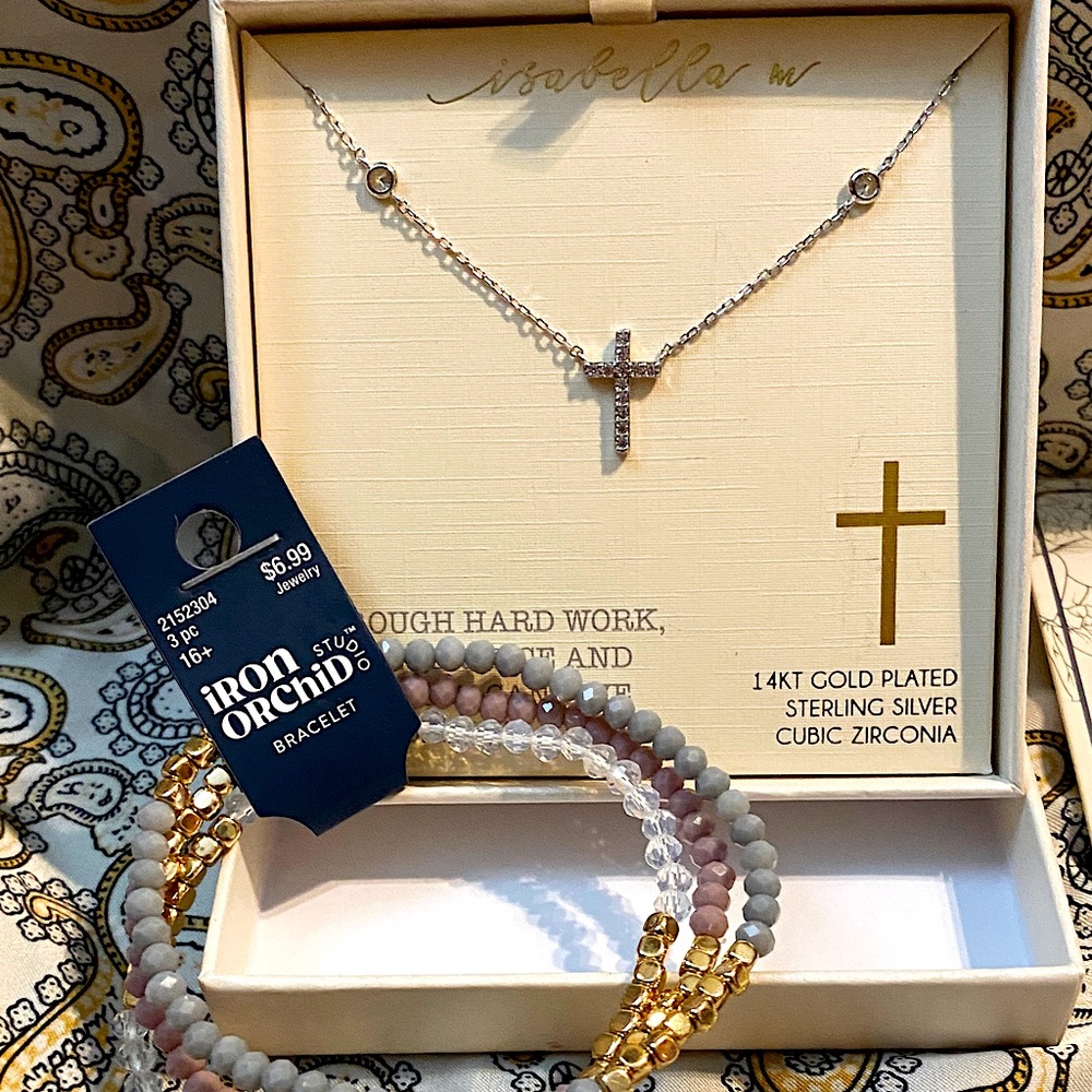 Isabella M- Gold Plated Sterling Silver Cross Necklace & it comes with free gift - Picture 6 of 9